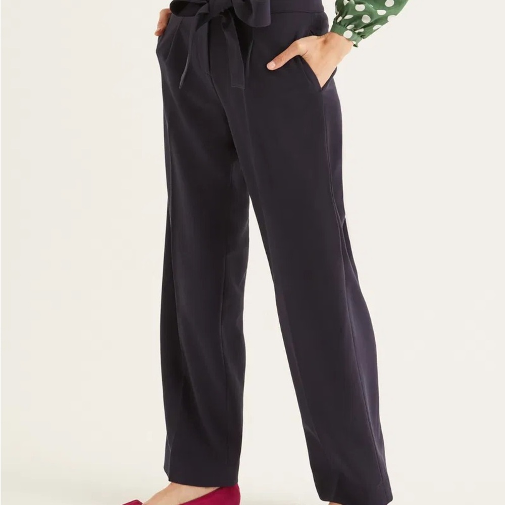 NWOT Boden Ketton Wide Leg Black Tie-Waist Pants size 6R